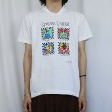 画像2: 90's SHOEBOX USA製 "COWLEGE TYPES" シュールプリントTシャツ L (2)