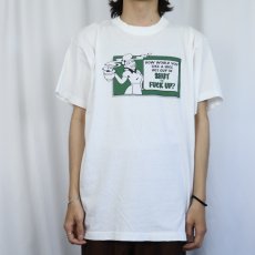 画像2: "HOW WOULD YOU LIKE A NICE HOT CUP OF SHUT THE FUCK UP?" ジョークプリントTシャツ XL (2)