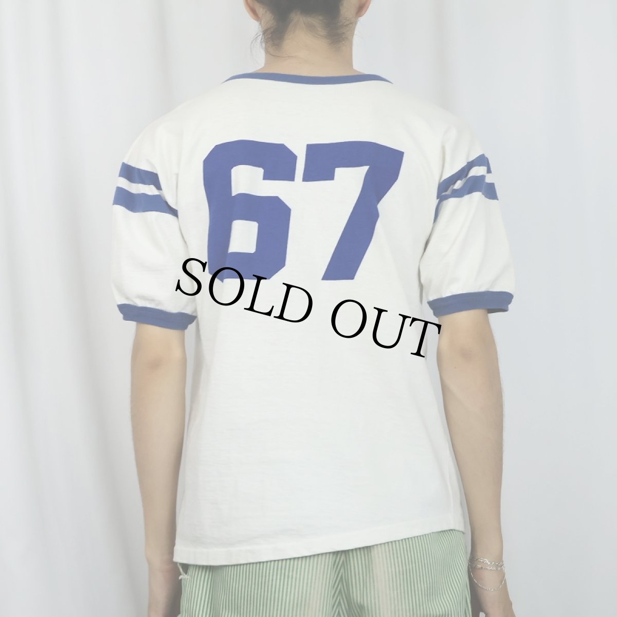 画像3: 〜60's "B.Y.U." 染み込みプリント フットボールTシャツ (3)