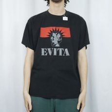 画像2: 80's EVITA USA製 ラメプリント ミュージカルTシャツ BLACK L (2)