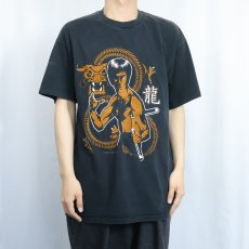 画像2: 90's Bruce Lee  USA製 ハリウッド俳優 フロッキープリントＴシャツ BLACK XL (2)