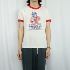 画像3: 80's Uncle Sam "I WANT YOU TO RUN FOR THE ARTS" パロディプリントリンガーTシャツ L (3)