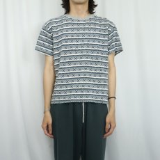画像2: 90's CLASS CLUB USA製 マルチボーダー柄 Tシャツ L (2)