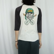 画像4: 80's BANTAMS "ROCK106 CRANK IT UP!" スカルプリント ラグランTシャツ M (4)