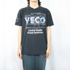 画像2: 80's〜 VECO USA製 "Central Seattle's Finest Apartments" 設計図プリントTシャツ BLACK L (2)