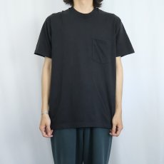 画像2: 90's BVD USA製 無地ポケットTシャツ BLACK L (2)