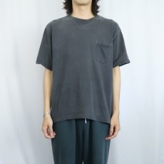画像2: 90's TOWN CRAFT 無地フェード ポケットTシャツ BLACK M (2)