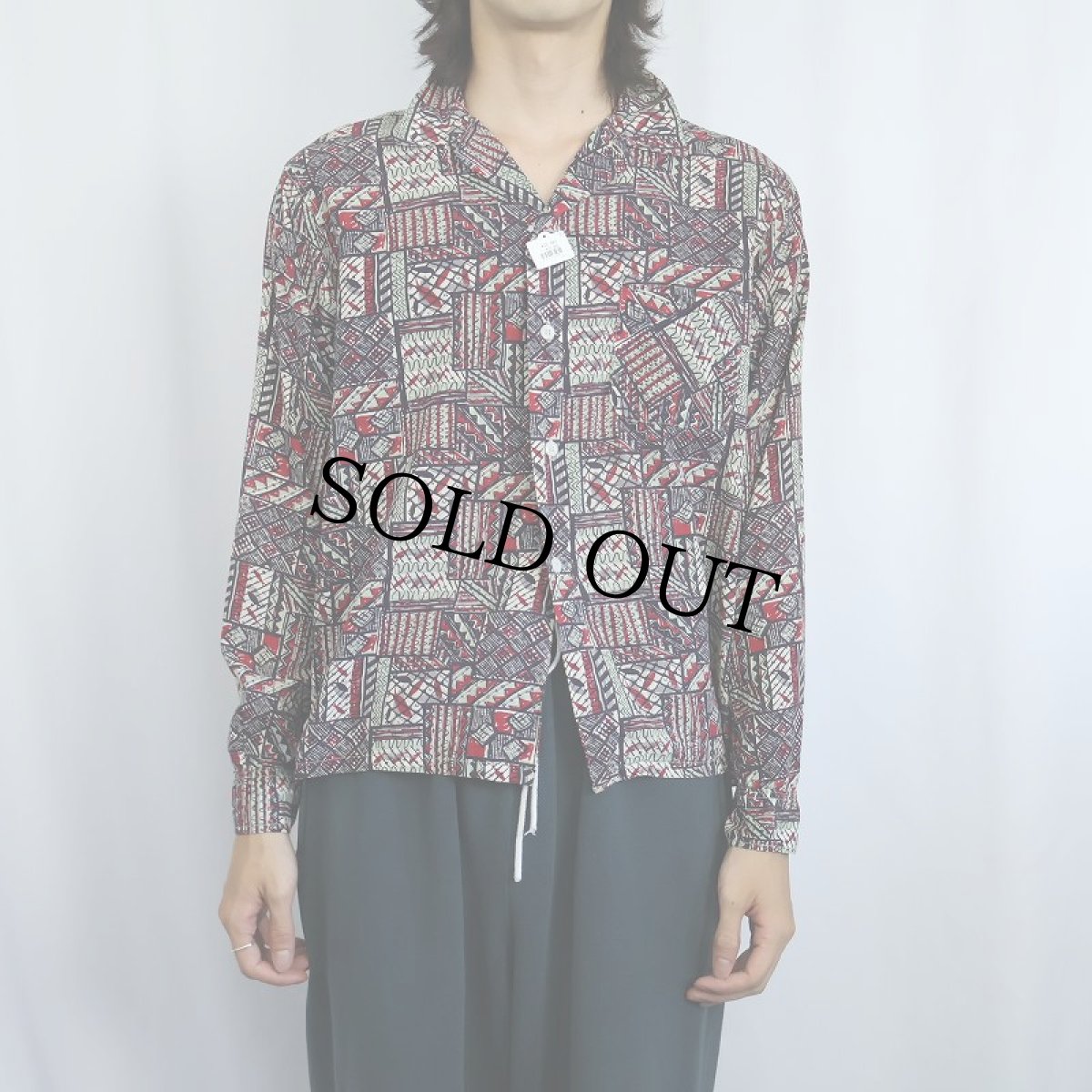 画像2: 50〜60's Styled SPORTSHIRT USA製 総柄 コットンオープンカラーシャツ M (2)