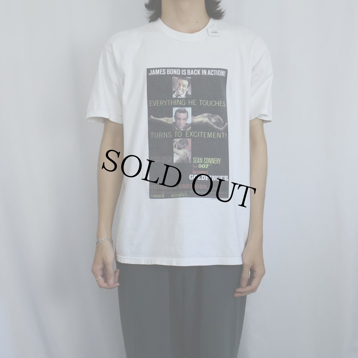 画像2: 90's〜 007 "GOLD FINGER " スパイ映画プリントTシャツ L (2)