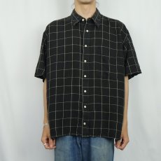 画像2: 90's J.RIGGINGS チェック柄 リネン×コットン シャツ BLACK XL (2)