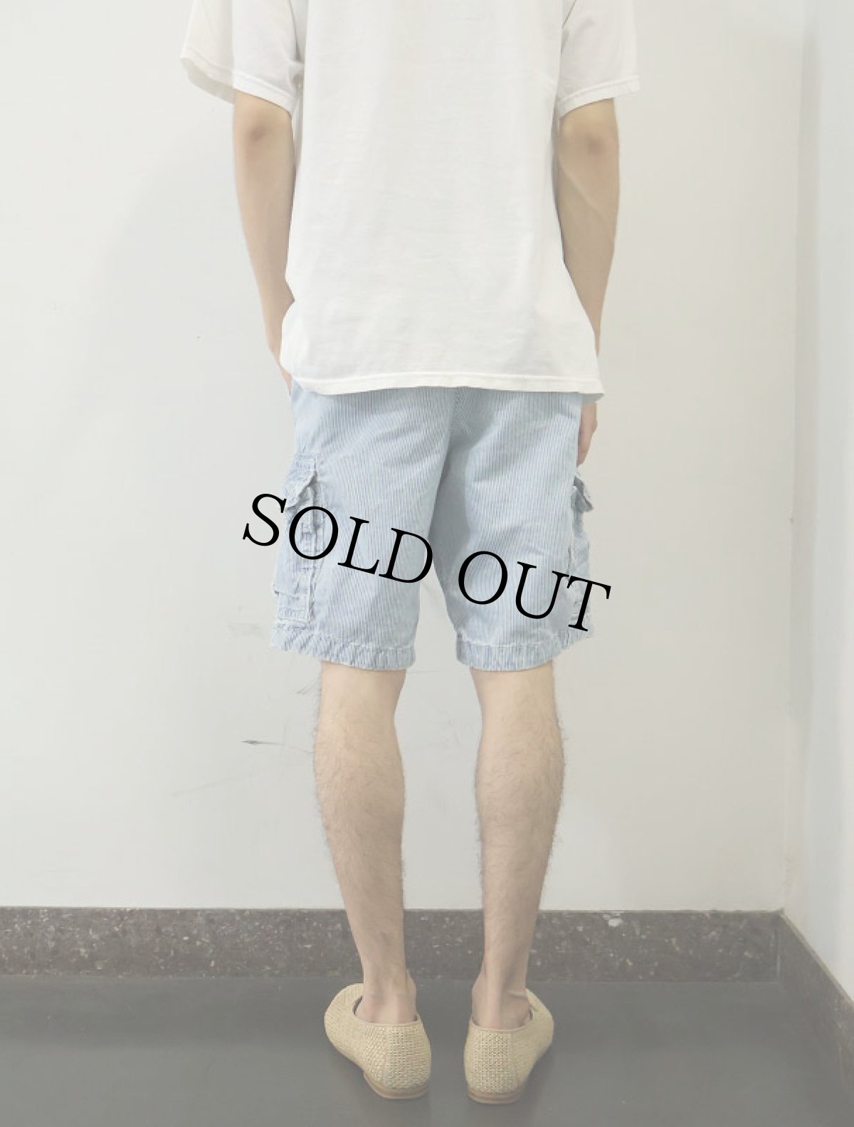画像3: Abercrombie&Fitch ヒッコリーストライプ柄 デニムカーゴショーツ W35 (3)
