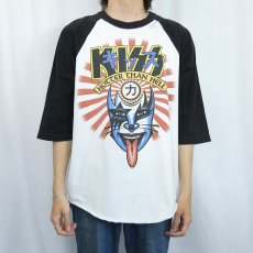 画像2: KISS "HOTTER THAN HELL" ヘヴィメタルバンドプリントラグランTシャツ XL (2)