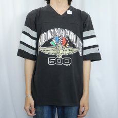 画像2: 80's LOGO 7 INC. USA製 "INDIANAPOLIS" フットボールTシャツ BLACK L (2)