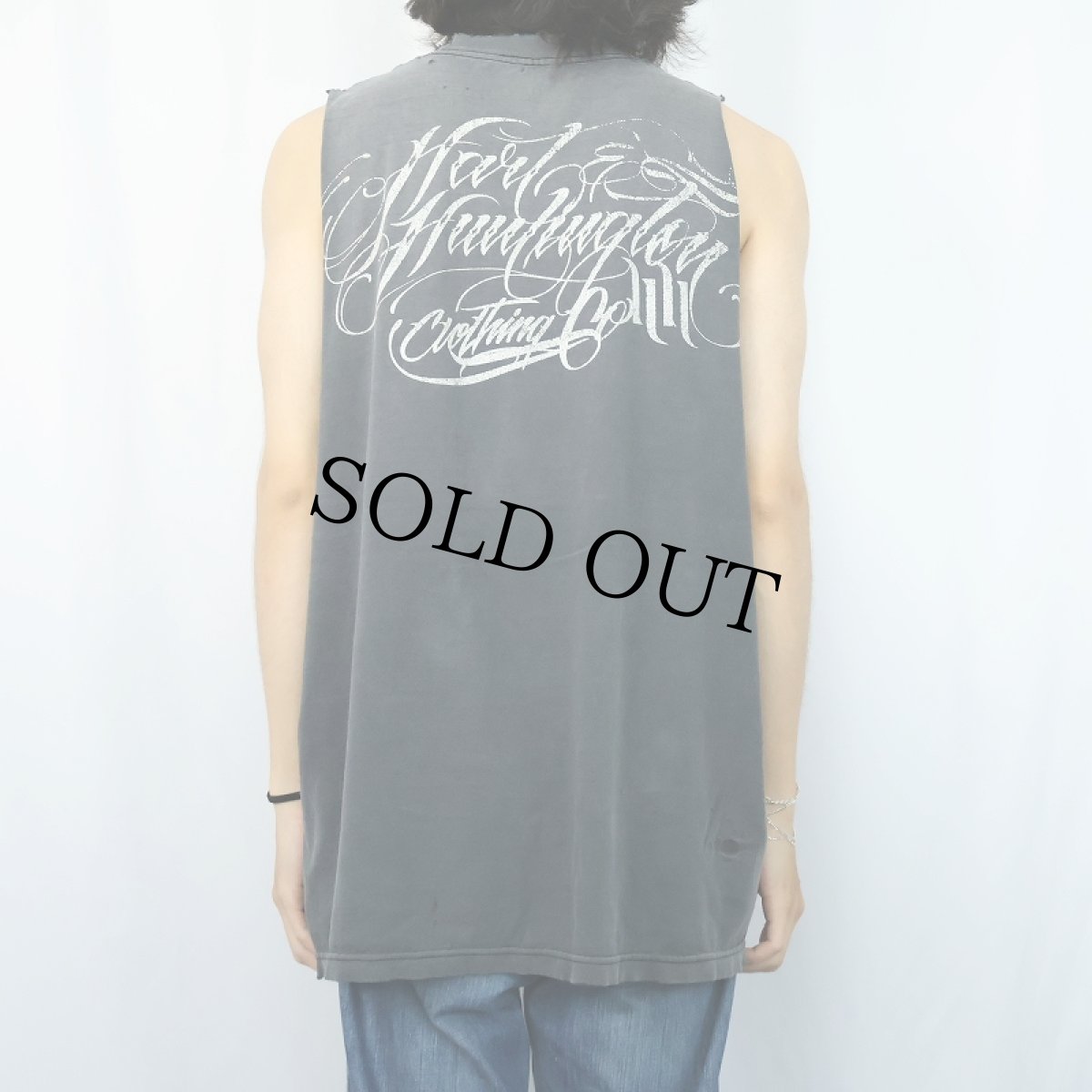 画像4: Hart & Huntington Clothing Co. タトゥーブランドプリントカットオフTシャツ BLACK  (4)