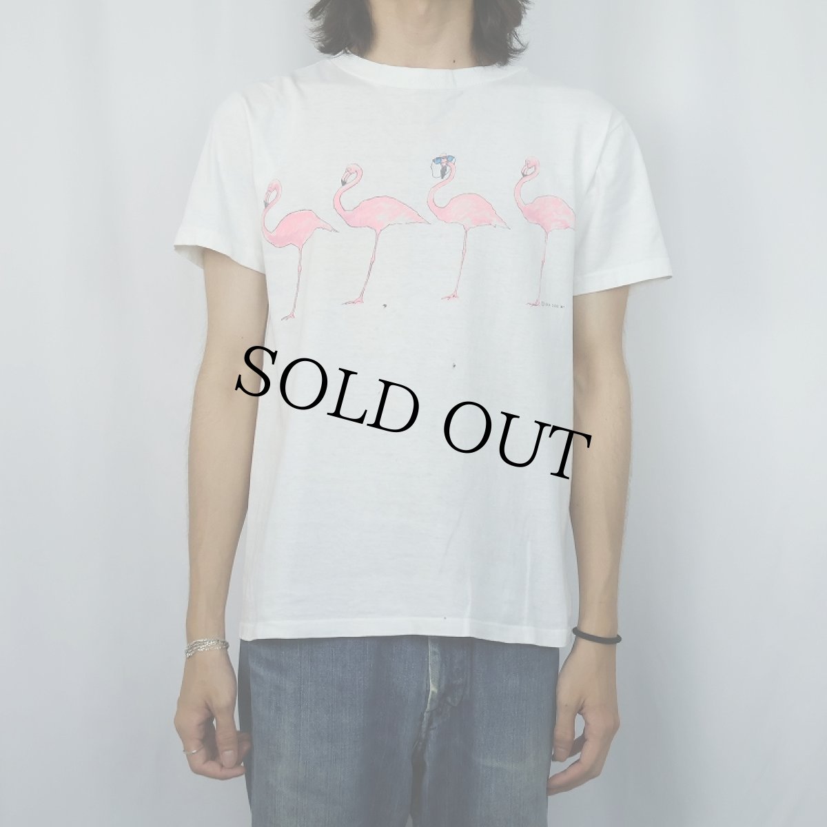 画像2: 【SALE】 90's SEA DOG USA製 フラミンゴプリントTシャツ M (2)