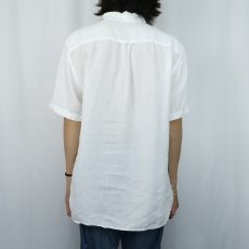 画像3: Jommy Bahama 刺繍デザイン リネンボタンダウンシャツ L (3)
