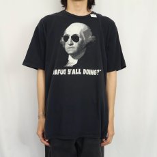 画像2: George Washington "DAFUQ Y'ALL DOING?" パロディプリントTシャツ BLACK 2XL (2)