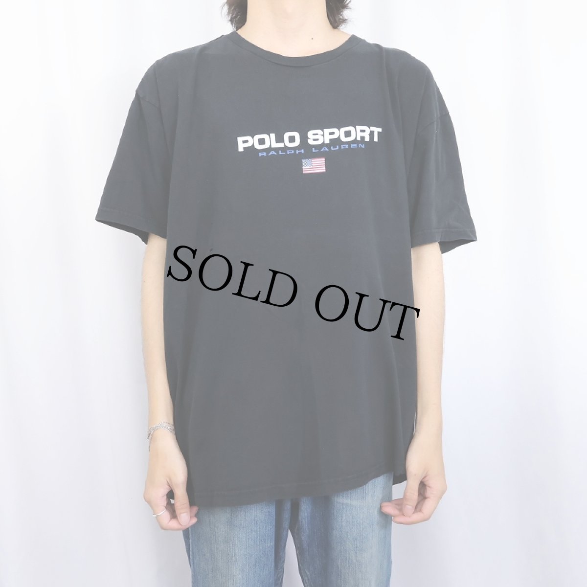 画像2: 90's POLO SPORT Ralph Lauren USA製 ロゴプリントTシャツ BLACK XL (2)