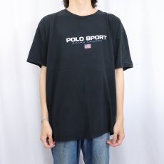 画像2: 90's POLO SPORT Ralph Lauren USA製 ロゴプリントTシャツ BLACK XL (2)