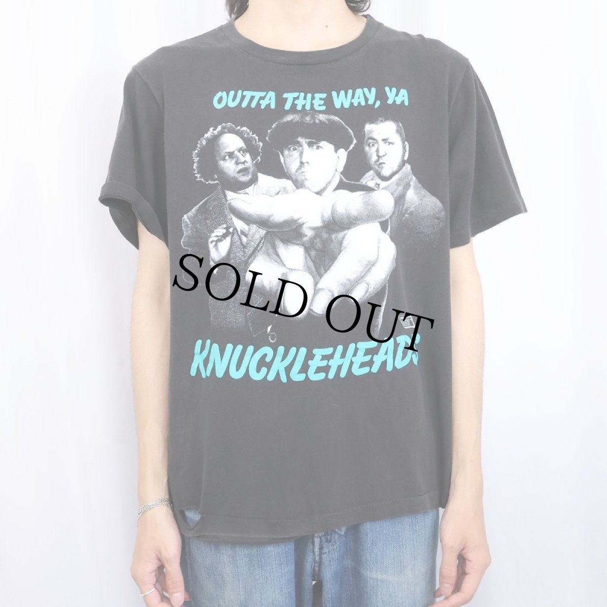 画像2: 90's The Three Stooges USA製 "OUTTA THE WAY,YA" コメディアンプリントTシャツ BLACK L (2)
