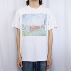 画像2: 90's Claude Monet USA製 "Red Boats at Argenteuil" アートプリントTシャツ L (2)
