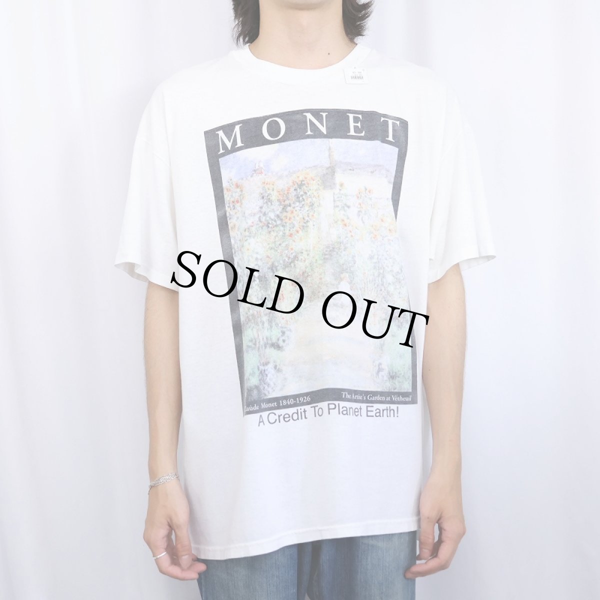 画像2: 90's Claude Monet "The Artist's Garden at V?theuil" アートプリントTシャツ XL (2)