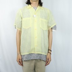 画像2: 50〜60's BLUE BELL シアサッカー シースルーオープンカラーシャツ S (2)