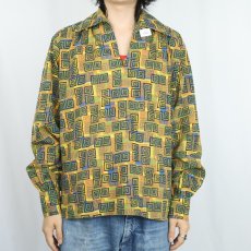 画像2: 70's Spire CALIFORNIA 総柄 スキッパーカラーシャツ M (2)