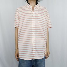 画像2: 2019SS Patagonia ボーダー柄 コットン×ポリエステル ボタンダウンシャツ L (2)