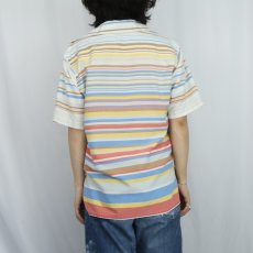 画像3: 60〜70's The Nebraska by Hathaway マルチボーダー柄 スキッパーカラーシャツ M (3)