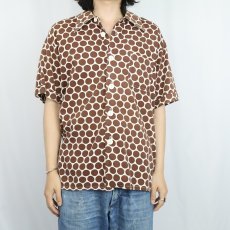 画像2: 70's Capri ドット柄 コットンシャツ L (2)