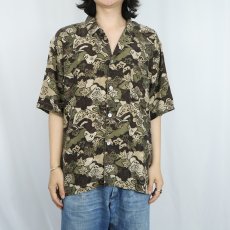 画像2: 90's CHICO'S DESIGN 総柄 シルクオープンカラーシャツ SIZE3 (2)