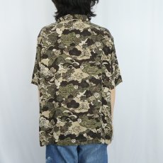 画像3: 90's CHICO'S DESIGN 総柄 シルクオープンカラーシャツ SIZE3 (3)