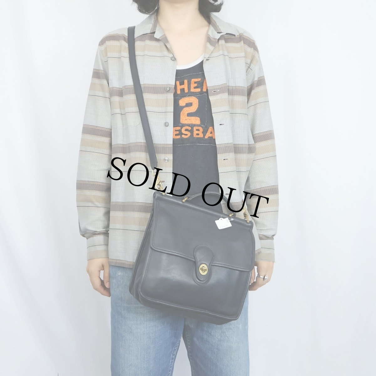 画像2: 90's COACH レザーショルダーバッグ BLACK (2)