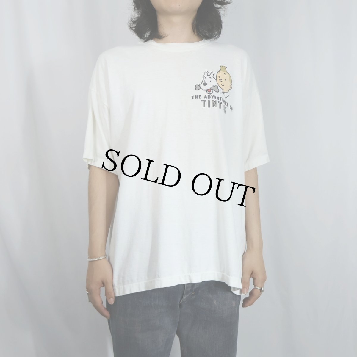 画像3: 90's The Adventures of Tintin "EXPLORERS ON THE MOON" キャラクタープリントTシャツ XL (3)