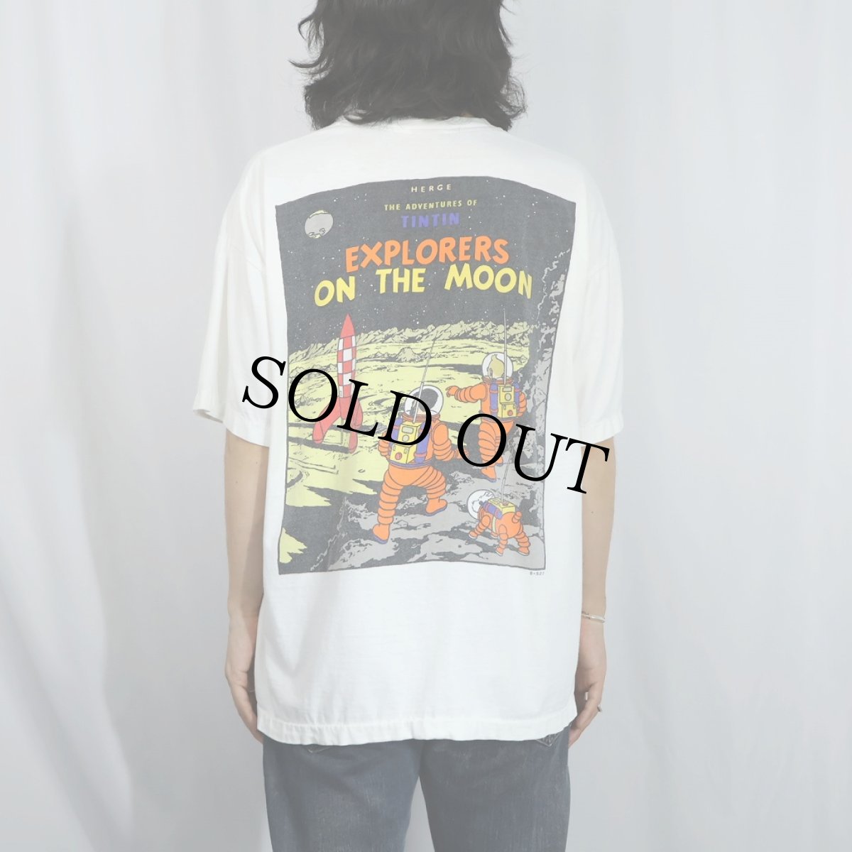 画像4: 90's The Adventures of Tintin "EXPLORERS ON THE MOON" キャラクタープリントTシャツ XL (4)