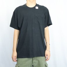 画像2: 90's FRUIT OF THE LOOM USA製 無地ポケットTシャツ BLACK L (2)