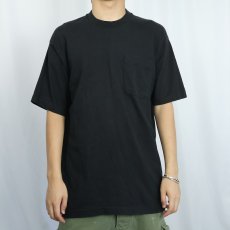 画像2: 90's HONORS USA製 無地ポケットTシャツ BLACK L (2)