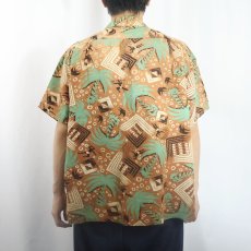 画像3: 50〜60's Gabey original オールオーバーパターン シルクハワイアンシャツ  (3)