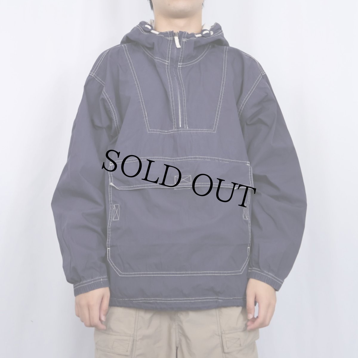 画像2: 90's GAP コットンアノラックパーカー NAVY M (2)