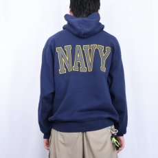 画像4: 90's SOFFE USA製 "U.S.NAVY" リフレクタープリントスウェットフーディー NAVY L (4)