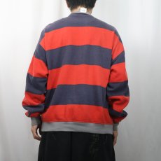 画像3: 90's CHEETAH SPORT ボーダー柄 ハーフジップスウェット L (3)