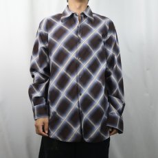 画像2: Eighty Eight オンブレーチェック柄 コットンドゥエボットーニシャツ L (2)