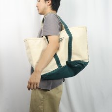 画像2: 80's L.L.Bean "BOAT AND TOTE" 刺繍入り ジップトップ キャンバストートバッグ LARGE (2)
