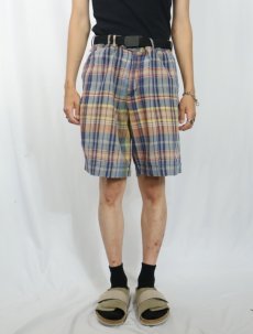 画像2: POLO Ralph Lauren マドラスチェック柄 シンチバック付き コットンショーツ W35 (2)
