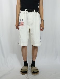 画像2: POLO Ralph Lauren パッチ付き サイドライン コットンショーツ W35 (2)