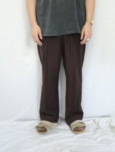 画像2: 50〜60's ストライプ柄 ウール混 2タックスラックス BROWN W32 (2)