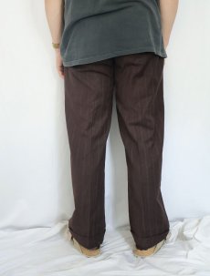 画像3: 50〜60's ストライプ柄 ウール混 2タックスラックス BROWN W32 (3)