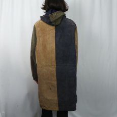 画像4: 90's PELLE STUDIO クレイジーパターン ヌバックレザーパーカー S (4)