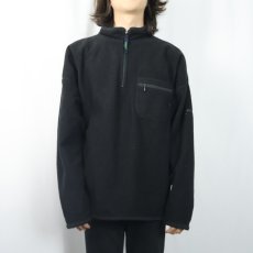 画像2: 90's Eddie Bauer EBTEK USA製 ロゴ刺繍 フリースプルオーバージャケット BLACK XL (2)